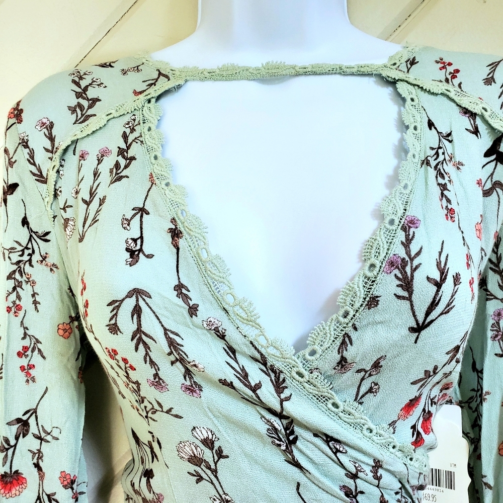Altar'D STATE Mint Floral Chiffon Dress - Picture 3 of 10